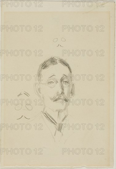 Head of a Man with Glasses with Two Sketches, n.d. Creator: Anders Leonard Zorn.