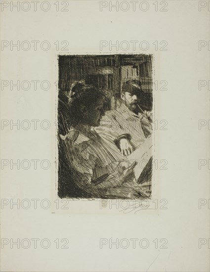 Reading (Mr. and Mrs. Ch. Deering), 1893. Creator: Anders Leonard Zorn.