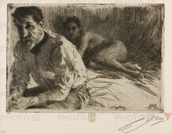 Augustus Saint Gaudens II (Saint Gaudens and his model), 1897. Creator: Anders Leonard Zorn.