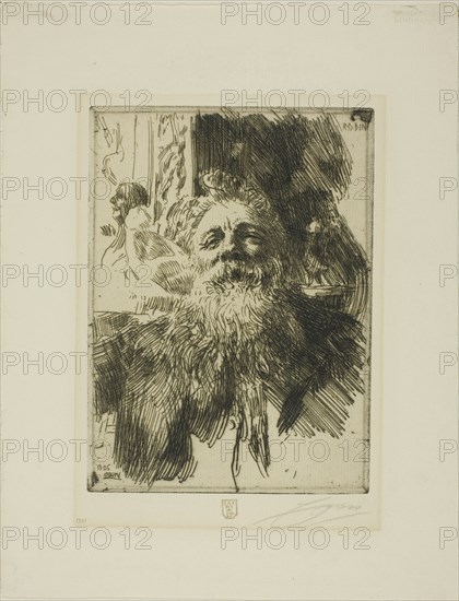 Auguste Rodin, 1906. Creator: Anders Leonard Zorn.