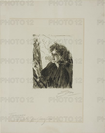 Girl with a Cigarette II, 1891. Creator: Anders Leonard Zorn.