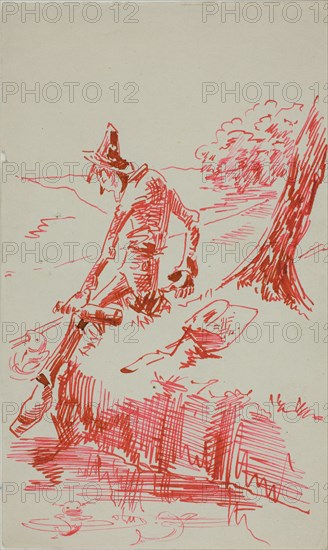 Man Fishing and Holding Bottle, n.d. Creator: Anders Leonard Zorn.