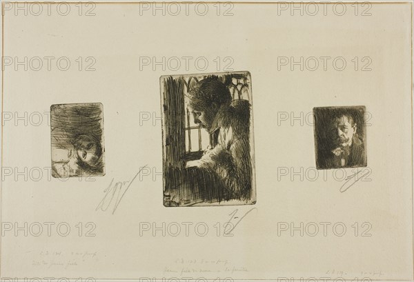Girl's Head; Peasant Girl at Window; Anders Zorn, 1897-98. Creator: Anders Leonard Zorn.