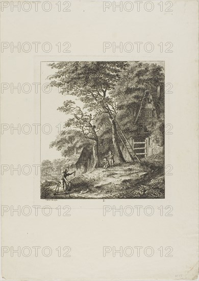 Fishermen with Children, plate two from Paysages Dédiés à M. Warelet, 1764. Creator: Salomon Gessner.