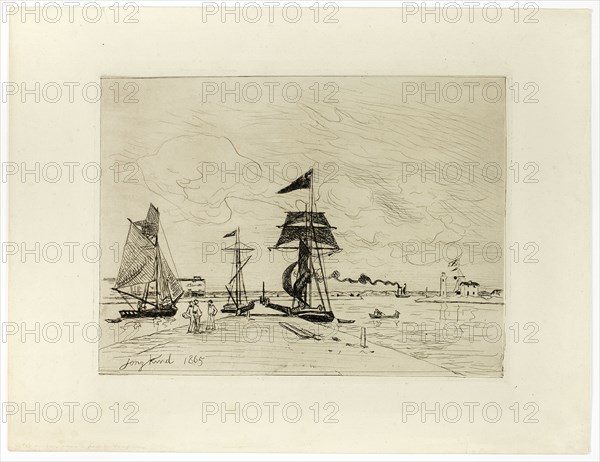 Pier at the Port of Honfleur, 1865. Creator: Johan Barthold Jongkind.
