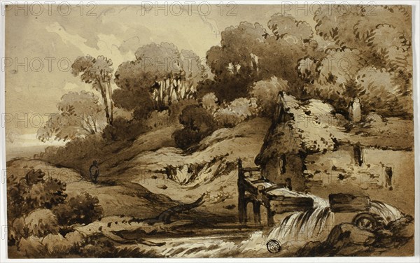 Wooded Landscape with Watermill beside Stream, n.d. Creator: James Robertson.