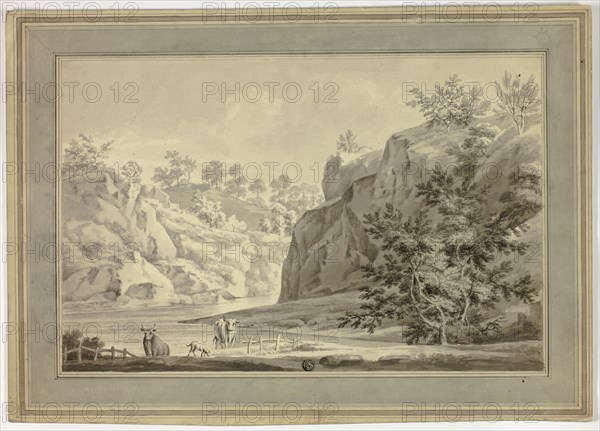River Landscape with Cows and Dog in Foreground, n.d. Creator: Unknown.