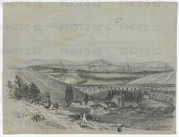 Panoramic View of a Railroad Bridge and City, n.d. Creator: Unknown.