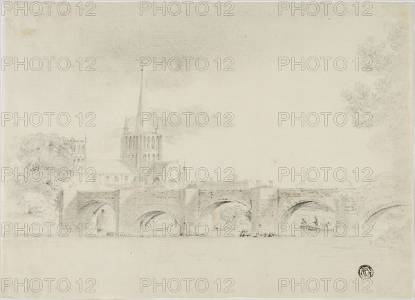 Cathedral Church and Bridge, Hereford, n.d. Creator: Unknown.