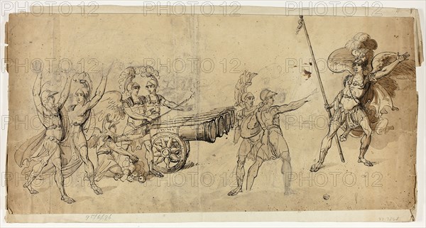 Angelic Artillery (recto); Battle Scene (verso), n.d. Creator: Unknown.