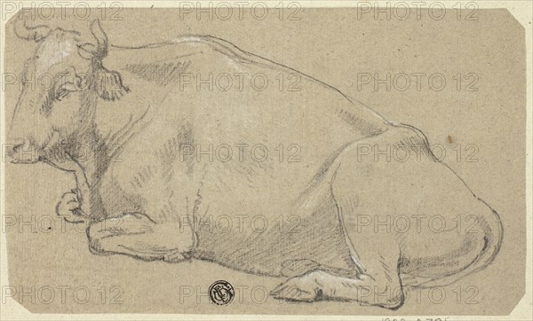 Cow Lying on Haunches (recto); Head of a Woman and Sketch of Horse's Head (verso), n.d. Creator: Unknown.