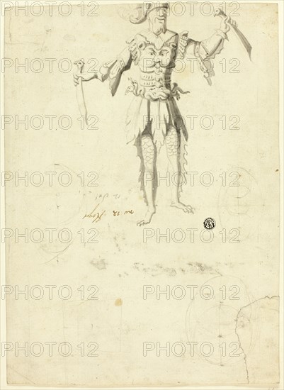 Costumed Man Carrying Two Swords, n.d. Creator: Unknown.