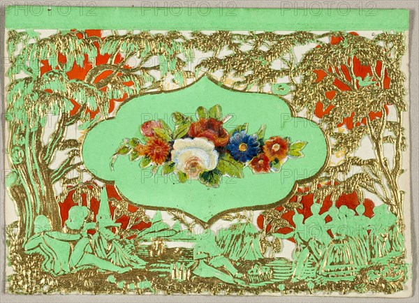 Untitled Valentine (Flowers on Green Background), 1860/69. Creator: Unknown.