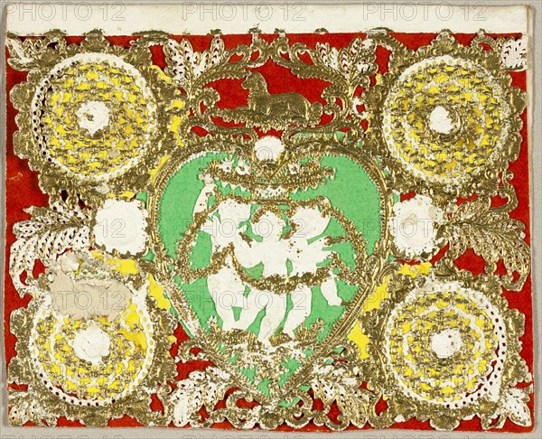 Untitled Valentine (Three Putti in Green Heart), 1860/69. Creator: Unknown.