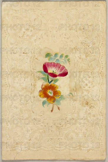 Untitled Valentine (Pink and Orange Flowers), c.1840. Creator: Unknown.