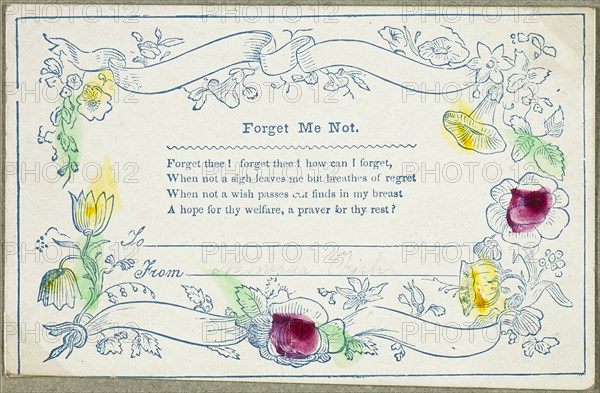 Forget Me Not (valentine), c.1830. Creator: Unknown.