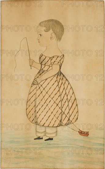 Standing Girl in Profile to Left with Whip and Toy Sleigh, n.d. Creator: Unknown.