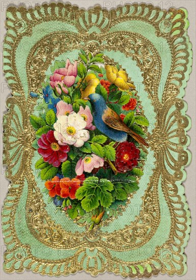 Untitled Valentine (Flowers and Bird), c.1860. Creator: Unknown.