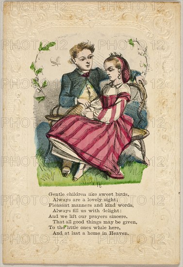 Gentle Children Like Sweet Birds (valentine), 1860/69. Creator: Unknown.