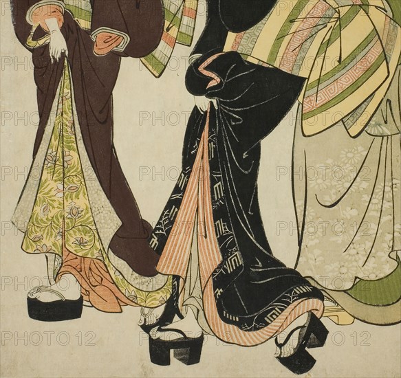 Two Entertainers and a Maid, c. 1777. Creator: Kitao Shigemasa.