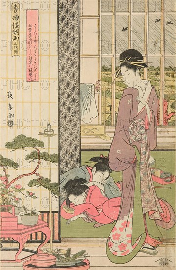 Rain the Morning After in the Pleasure Quarter (Seiro kinuginu no ame), c. 1795. Creator: Eishosai Choki.