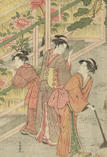 Women Admiring Peonies, c. 1789/1801. Creator: Katsukawa Shuncho.