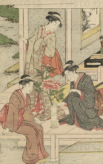 Women Admiring Peonies, c. 1789/1801. Creator: Katsukawa Shuncho.