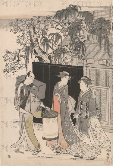 Returning from a Poetry Gathering, Japan, c. 1785/89. Creator: Kubo Shunman.