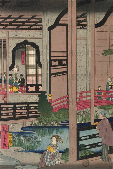 The Interior of the Gankiro in Yokohama (Yokohama Gankiro mikomi no zu), 1860. Creator: Utagawa Hiroshige II.