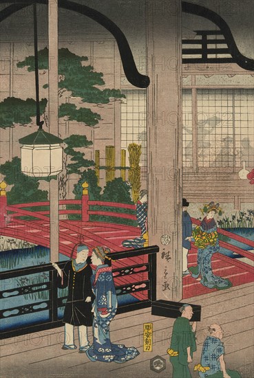 The Interior of the Gankiro in Yokohama (Yokohama Gankiro mikomi no zu), 1860. Creator: Utagawa Hiroshige II.