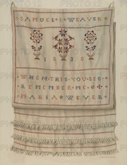 Pennsylvania German Show Towel. Creator: Charlotte Angus.