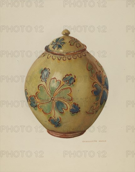 Jar with Cover, c. 1936. Creator: Charlotte Angus.