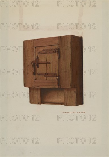 Pa. German Wall Corner Cupboard, c. 1938. Creator: Charlotte Angus.