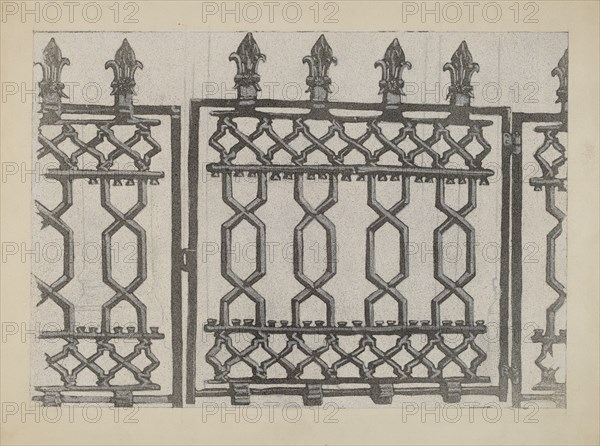 Cast Iron Rail and Gate, c. 1936. Creator: Arelia Arbo.