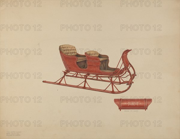 Two Seated Sleigh, c. 1939. Creator: Rolland Ayres.