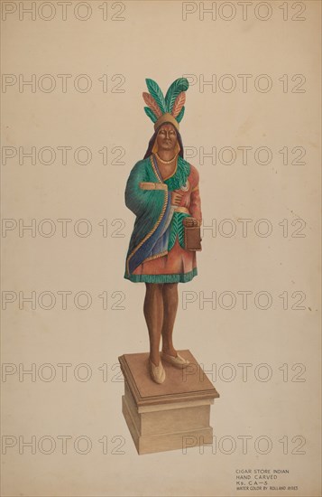 Cigar Store Indian, c. 1938. Creator: Rolland Ayres.