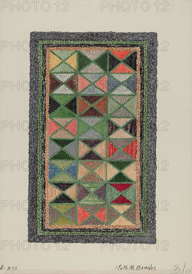 Hooked Rug, c. 1936. Creator: Ruth M. Barnes.