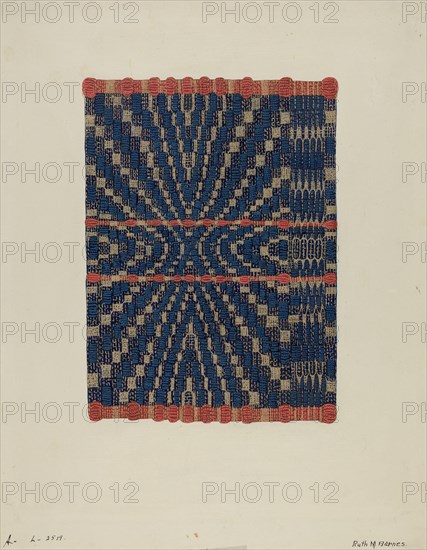 Coverlet Detail, c. 1937. Creator: Ruth M. Barnes.