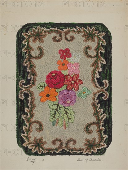 Hooked Rug, c. 1936. Creator: Ruth M. Barnes.