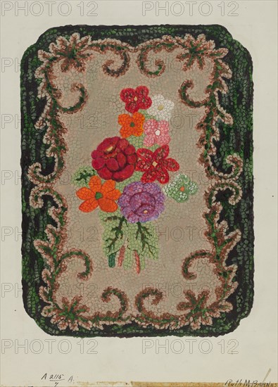 Hooked Rug, c. 1936. Creator: Ruth M. Barnes.