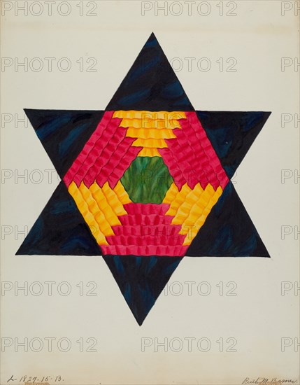 Block from Bedspread, c. 1937. Creator: Ruth M. Barnes.