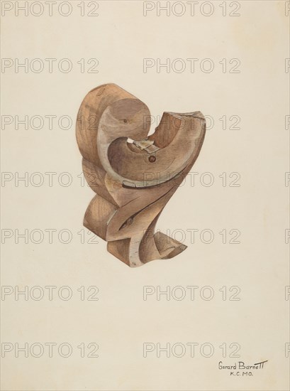 Wood Carving, 1935/1942. Creator: Gerard Barnett.