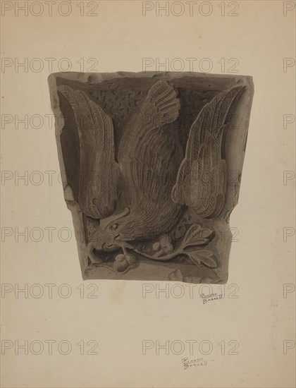 Carved Keystone, c. 1939. Creator: Richard Barnett.