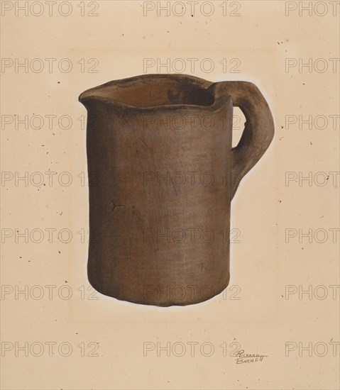 Earthenware Pitcher, c. 1938. Creator: Richard Barnett.