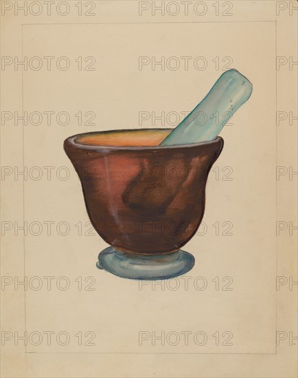 Mortar and Pestle, c. 1937. Creator: Eugene Barrell.