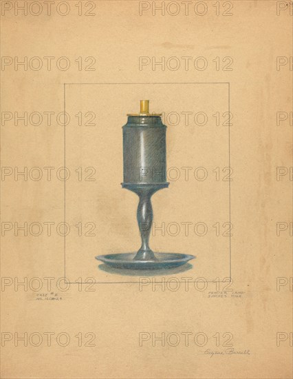 Pewter Lamp, 1935/1942. Creator: Eugene Barrell.
