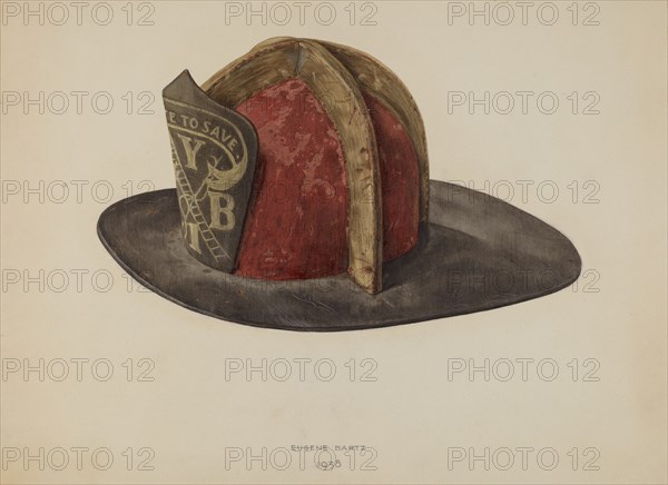 Fireman's Helmet, 1938. Creator: Eugene Bartz.