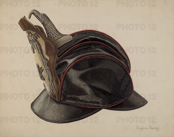 Fireman's Helmet, c. 1939. Creator: Eugene Bartz.