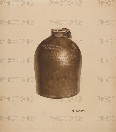 Pottery Milk Jug, c. 1934. Creator: Edward Bashaw.