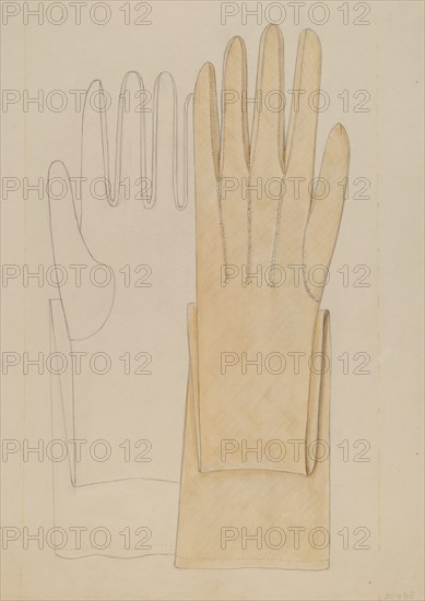 Gloves, c. 1937. Creator: Jessie M. Benge.